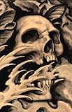 Screaming Skull by Clark North Tattoo Art Canvas Giclee Print