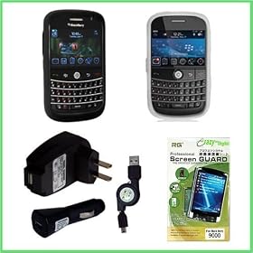 6-piece ACCESSORY BUNDLE SET for Blackberry Bold 9000 (BLACK Skin Case + Clear Skin Case + USB Wall Charger + USB Car Charger + USB DATA Cable + Screen Protector )