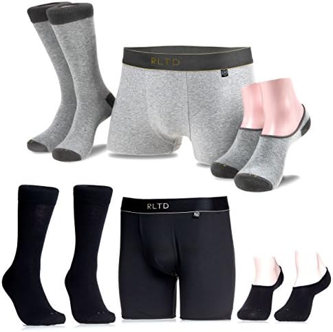 Related Garments Men's Matching Socks, No-show socks and Boxer Briefs: 6 Piece set Gent &amp; Stealth MD