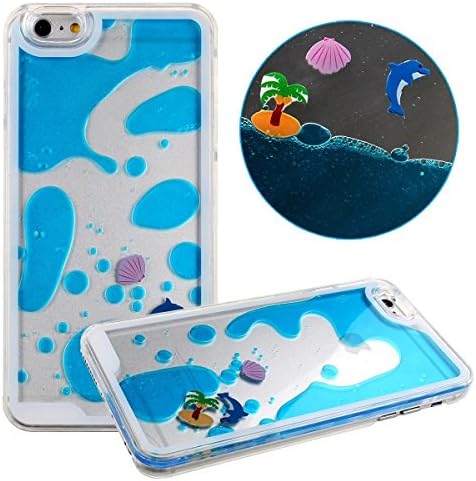 iPhone 6s case,iphone 6 case, B2BY365 Cool Quicksand Moving Stars Bling Glitter Floating Dynamic Flowing Case Liquid Cover for Iphone 6S/6+0.3mm Template Glass Screen Protector (dolphon/tree)