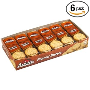 Austin Toasty Crackers with Peanut Butter (6 Sandwiches Per Pack), 16.5-Ounces Packages (Pack of 6)