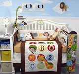SoHo 123 Giraffe Baby Nursery Crib Bedding Set with Gray Color Baby Carrier 8 pcs set