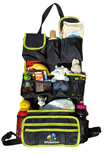 Back Seat Organizer : ALL 15 Pockets In Various Sizes - Extra Strong Extra Long Straps - Tough Durable Stylish Car Back Seat Organizer - Universal Fit - Great For Kids Toys AND Pets Travel Accessories - - Waterproof And Machine Washable - Can Be Used As Stroller Buggy Organizer - This Childrens Car Organizer Comes With 100% Satisfaction Money Back Guarantee