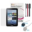 GTMax L�mina Protectora de Pantalla + 3x Stylus L�piz �ptico (Rojo/Negro/Plata) + Esponja Limpia Pantallas para Tableta Samsung Galaxy Tab 2 7.0 WiFi P3100 y P3110
