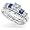 1 Carat Blue Sapphire & Diamond Wedding Rings Set in 14k White Gold - Size 4