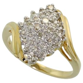 14k Gold Cluster Ring, w  0.40 Carat Brilliant Cut Diamonds, 9 16 (15mm) wide by Gabriella Gold