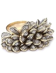 Moritz Glik "New Wave" 18K Gold, Oxidized Silver and Diamond Textured Beaded Ring, Size 7