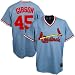 Mens St Louis Cardinals #45 Bob Gibson Light Blue Throwback Replica Cooperstown Jersey - L