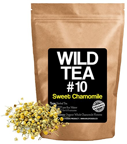 Sweet Chamomile Loose Leaf Herbal Tea, Organic Whole Chamomile Flowers, Wild Tea #10 by Wild Food (2 ounce)