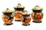 KITCHEN CANISTERS, 4PC CANISTER SET TUSCANY WINTER FRUIT