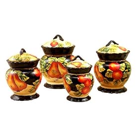 Tuscany Vineyard Wine GRAPES FRUITS 4pc Canisters Cookie Jar by ACK