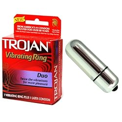 Trojan Duo Intense Stay Hard Cockring Vibrating Ring Sex Toy Kit
