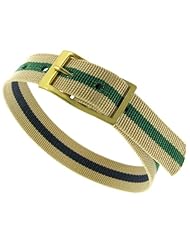 12mm Milano Slide Through Sports Wrap Nylon Textile Khaki Green Navy Stripe Reversible Watch Band Strap