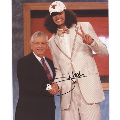 Joakim Noah Autographed Chicago Bulls (with David Stern) 8x10 Photo