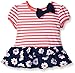 Gerber Graduates Girls Short Sleeve Drop Waist Top with Hemmed Double Ruffle, Coral Stripe, 12 Months