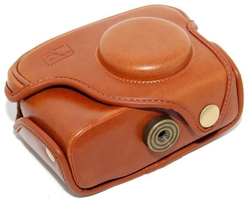O.N.E. Brown PU Leather Hard Camera Case for Canon PowerShot G11, G12