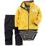 カーターズ ロンパース carter's 男の子用黄色FISHING CAMP CHAMPIONフリースプルオーバー上下3点セット (24months(83-88cm)) [並行輸入品]