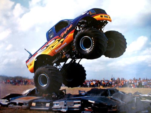 Bigfoot Monster Truck Smashing Cars Art Print Poster (8x10)