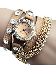Zeagoo womens Rhinestone Synthetic Leather Quartz Wrist Watch
