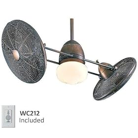 Minka Aire F602-RRB Gyro Ceiling Fan, Integrated Halogen Schoolhouse Globe Light, Oil... by Minka