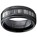 Black Ceramic Wedding Band Ring with Real Zebra Wood Inlay, 9MM Comfort Fit, Size 8.5