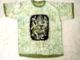 Indian Lord Ganesh Batik Print Art Ethnic Hippie Unisex Tees Short Sleeves Large Size Cotton T Shirt