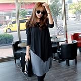 ツーピース風 アシンメトリー バイカラー  授乳服ワンピース【10000107859】 (ブラック)