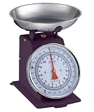 Hanson Traditional metal upright Scale with Stainless steel Bowl, 5 Kg, Mulberry