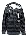 Hoodie Buddie Zip Up Jacket Built-In MP3 Headphone Buds Zipper Sweatshirt Stripes Black Grey