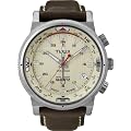 Timex Intelligent Quartz Men's Quartz Strap Watch with Yellow Dial Analogue Display and Brown Leather