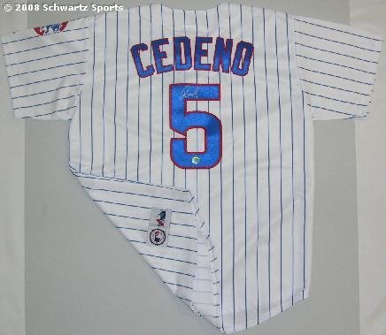 Ronny Cedeno Chicago Cubs Autographed Majestic Pinstripe Replica Jersey