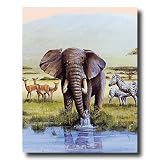 African Elephant Zebra And Deer Animal Wildlife Home Decor Wall Picture 16x20 Art Print