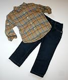 Calvin Klein Toddler Girls 2 Piece Button Shirt/Jean Set