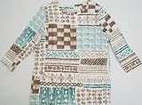 Alfred Dunner Stockbridge 3/4 Sleeve Geometric Patchwork Top