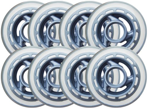 Clear / Silver Inline Skate Wheels 80mm 78a 8-Pack