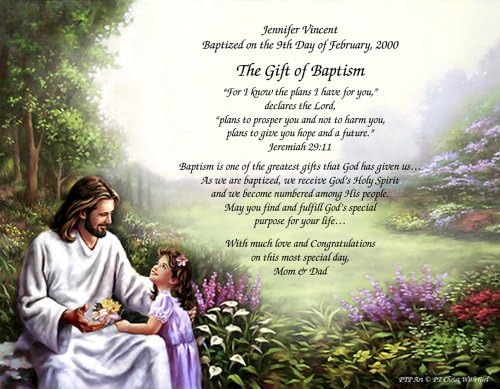 Personalized Poetry Gift "Girl Baptism" on Christ with Girl Background