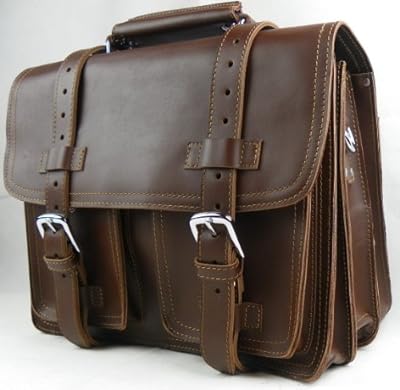 V.T. C.E.O. Heavy Duty Classic Leather Briefcase/Backpack Tote L02 Chocolate BRN 16"