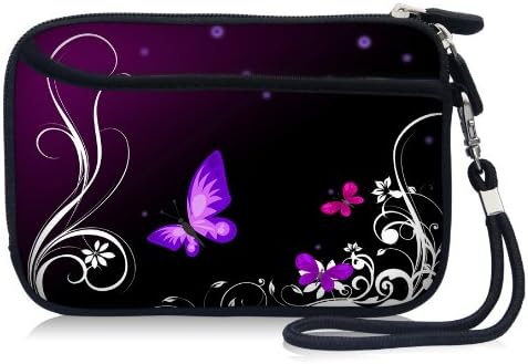 Purple Butterfly Waterproof Portable 2.5" Neoprene Soft Carrying Case Pouch Sleeve With External pocket for Hard Drive HDD Data cable,U disk, GPS and other Accessories