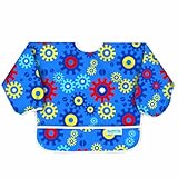 bumkins（バンキンス） スリーブビブ USA発食事用防水長袖ビブ 6～24ヶ月 Gears(ブルー)ベルクロタイプ　SUV690