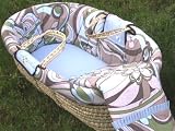 Retro Flowers Blue/green/chocolate Moses Basket
