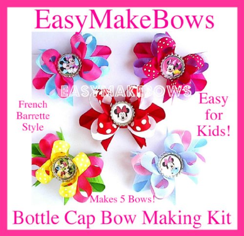 Kids Craft, Minnie Mouse Ears Bottle Cap Bows,how to Make Hair Bow Instruction Assembly Kit,with Supplies for Ages 7,8,9 Great Birthday Gift!