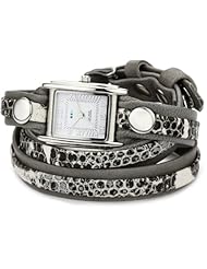 La Mer Collections Womens LMLW4045 Cement Snake Silver Layered Wrap Watch