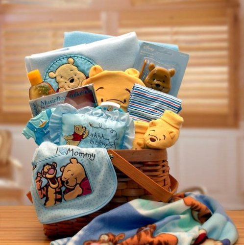 Gift Basket Drop Shipping 890492-Blue Winnie The Pooh New Baby Basket - Blue
