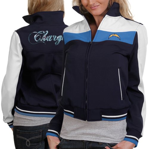 San Diego Chargers Ladies Navy Blue Bonded Softshell Full Zip Jacket (Large)