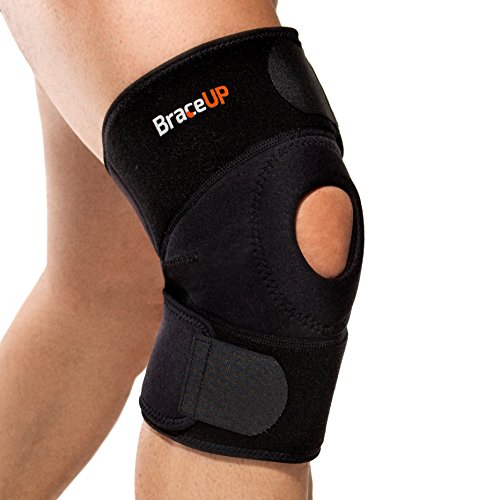 BraceUP Antimicrobial Breathable Knee Brace and Support, Pre-molded and wrap around design, One Size Adjustable