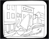 Decorated Mouse Pad with "black and white", Europe, boat, canal, sailing, building, Norway