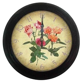 Precision MSF Radio controlled 28cm metal black antique finish wall clock with floral dial