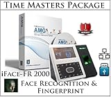 Time Masters (iFace-FR2000) Biometric Facial Recognition Employee Payroll Time Clock w/AMG Employee Attendance Software for 50 Active Employees and 2 Admin Users.