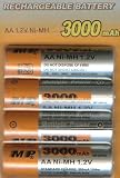 AA Rechargeable Ni-MH Batteries (Card of 4) 1.2v 3000 mAh