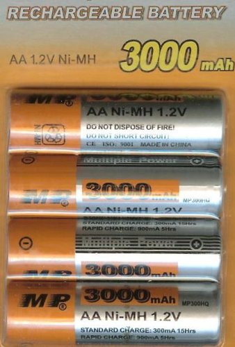 Childrens Toyshop  Electronics : AA Rechargeable Ni-MH Batteries (Card of 4) 1.2v 3000 mAh